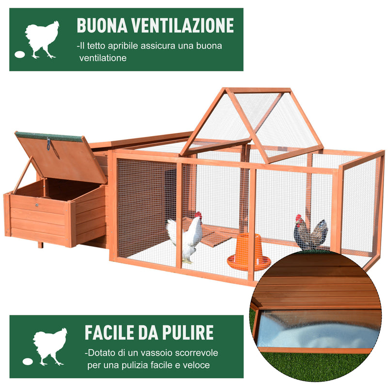 Pollaio Gabbia per Galline da Esterno 221x145x81 cm in Legno 