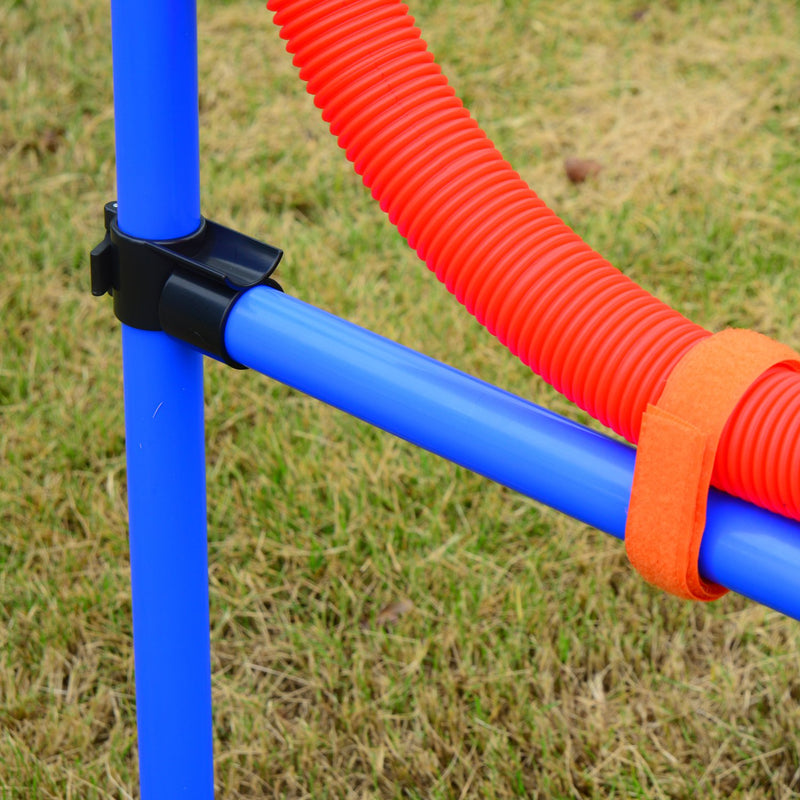 Set Ostacoli e Slalom per Addestramento Cani con Sacca di Trasporto  Blu e Rosso