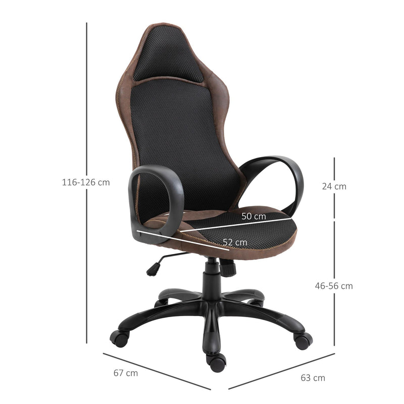 Sedia da Gaming Girevole Reclinabile in Tessuto  Marrone