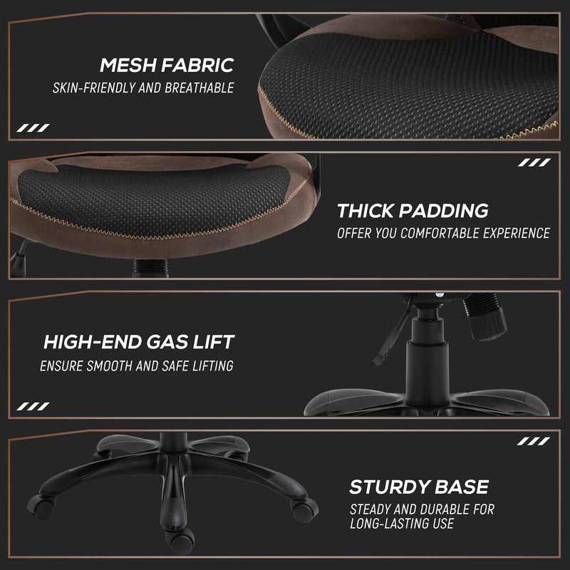 Sedia da Gaming Girevole Reclinabile in Tessuto  Marrone