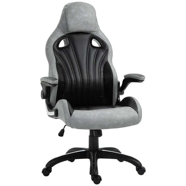 Fauteuil de jeu inclinable et pivotant en similicuir noir et gris acquista