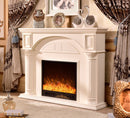 Camino Elettrico da Pavimento 102x120x33 cm Effetto Fiamma 1500W Lisbona mini Bianco