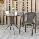 Set Tavolo e 2 Sedie da Giardino in Acciaio e Rattan Marrone