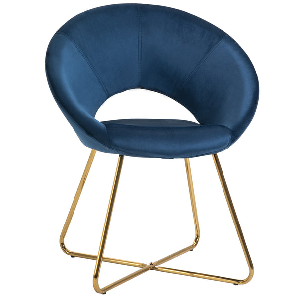 Fauteuil Rembourré en Velours et Métal Bleu online