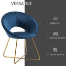 Poltroncina Imbottita in Velluto e Metallo Blu