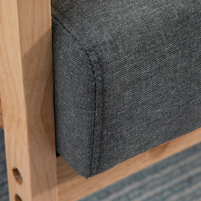 Divano 3 Posti 154,5x68x73 cm in Tessuto e Legno Grigio