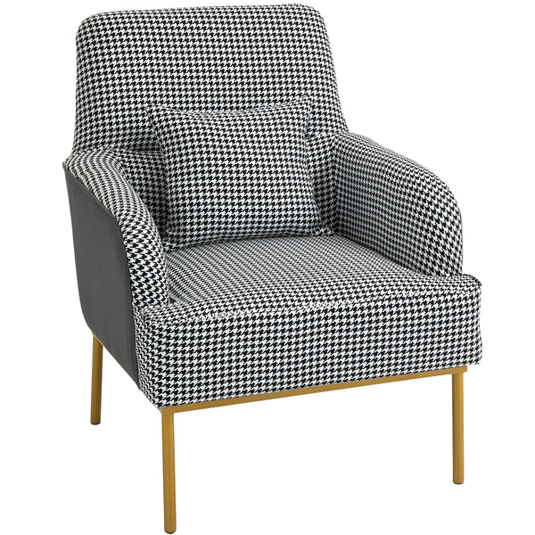 online Fauteuil capitonné en lin et métal noir et blanc