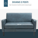 Divano 2 Posti 122x72x74 cm in Tessuto Grigio-Azzurro