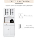 Mobile da Cucina Credenza con Ante e Cassetti 68x39,5x170 cm in Legno Bianca