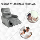 Poltrona Relax Reclinabile Manuale in Tessuto Grigio