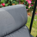 Dondolo da Giardino 3 Posti in Metallo con 2 Tavolini Grigio