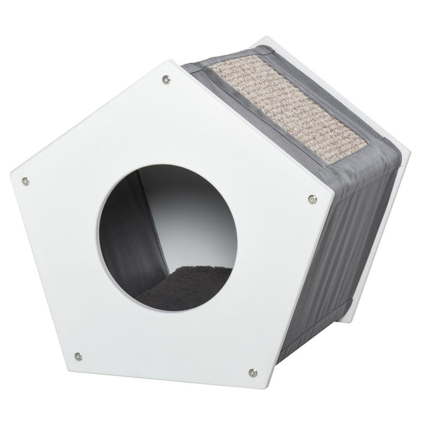 Niche pour Chats 41x41x39 cm avec Arbre à Chat Blanc prezzo