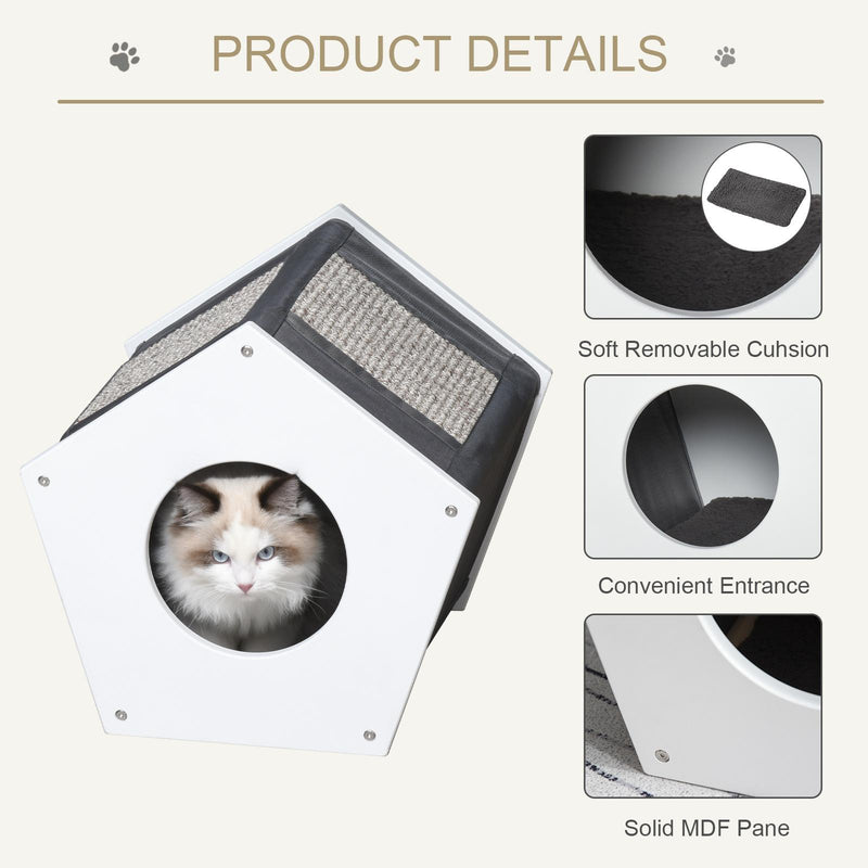 Cuccia per Gatti 41x41x39 cm con Tiragraffi Bianca