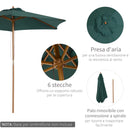 Ombrellone da Giardino Ø2,5 m Palo Ø38 mm in Legno Verde