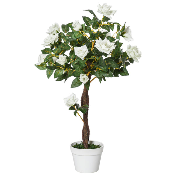 online Camélia Artificiel 21 Fleurs H90 cm avec Vase Blanc et Vert