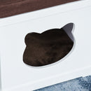 Cuccia per Gatti 41x30x36 cm in Legno con Tiragraffi Bianca