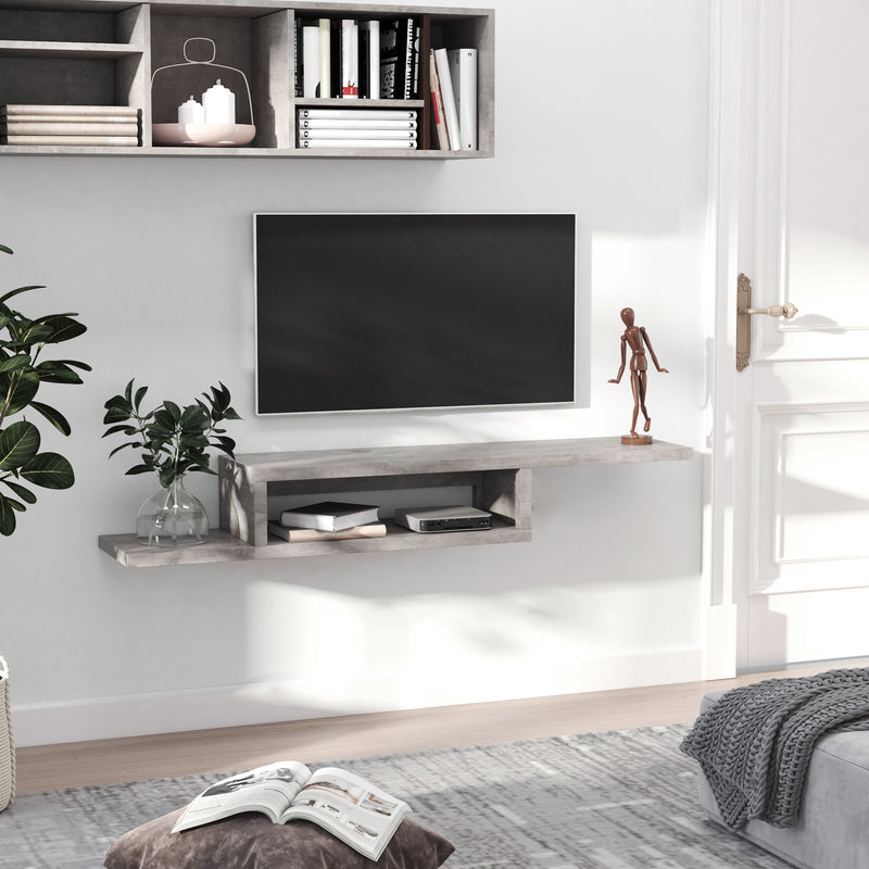 Mobile Sotto TV Sospeso 152,4x29,8x21 cm in Legno Grigio Cemento