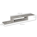 Mobile Sotto TV Sospeso 152,4x29,8x21 cm in Legno Grigio Cemento