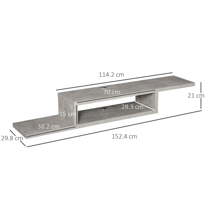 Mobile Sotto TV Sospeso 152,4x29,8x21 cm in Legno Grigio Cemento