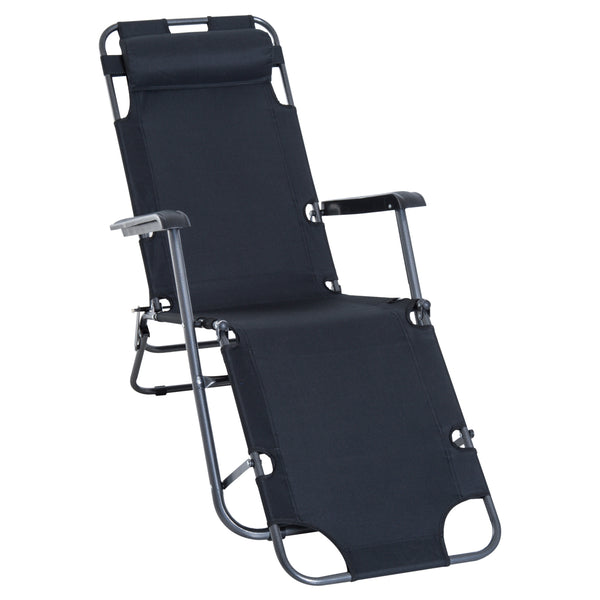 sconto Fauteuil inclinable pliant en métal et textilène noir