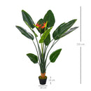 Pianta Artificiale Strelitzia Reginae H155 cm con Vaso Verde e Rosso