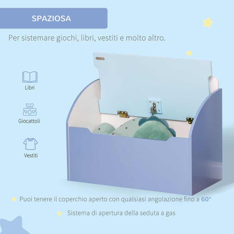 Cassapanca Baule Portagiochi 60x30x50 cm IN MDF Blu