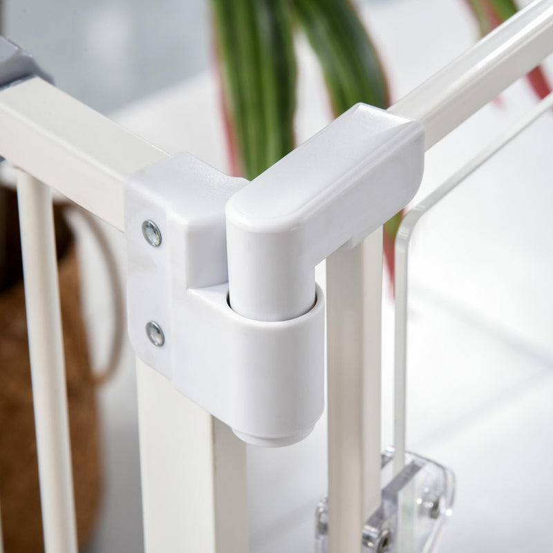 Cancelletto di Sicurezza per Animali Domestici 76,9-81,9 cm in Ferro Bianco