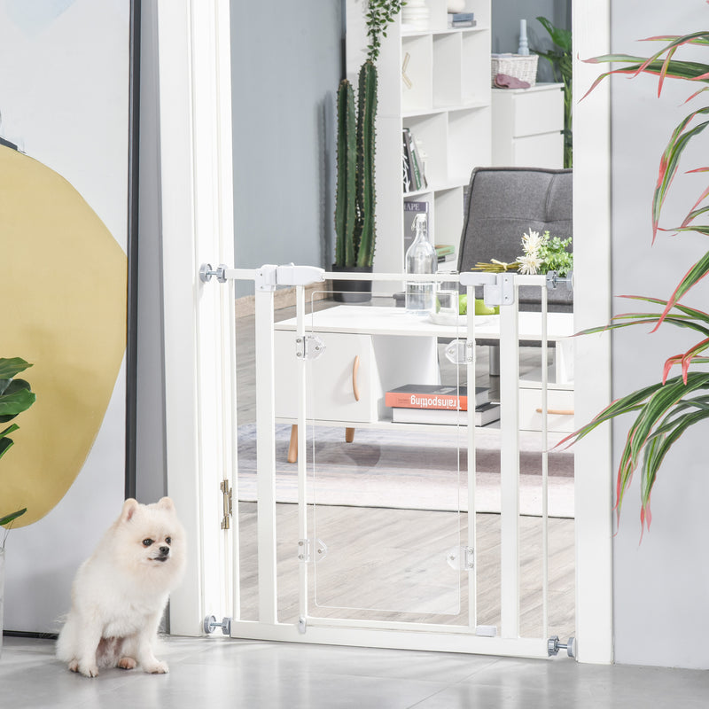 Cancelletto di Sicurezza per Animali Domestici 76,9-81,9 cm in Ferro Bianco