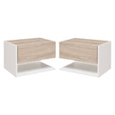 Set 2 Comodini Sospesi 46x30x30 cm in Truciolato Rovere e Bianco