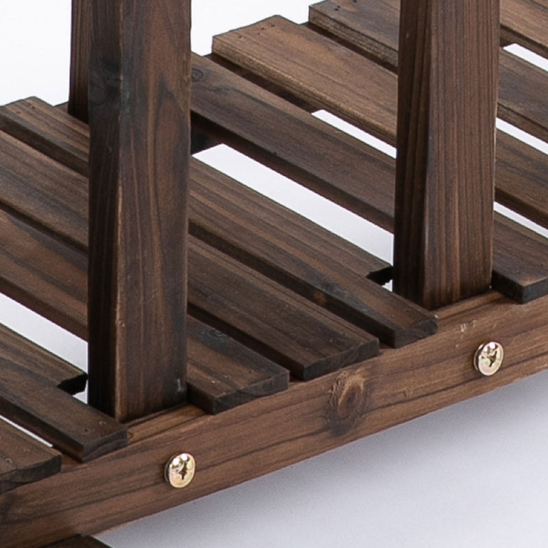 Scaffale Portavasi 4 Livelli 123,5x33x80 cm in Legno Carbonizzato