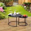 Set 2 Tavolini Bassi Sovrapponibili in Ferro Nero