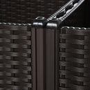 Set 4 Fioriere da Giardino Rialzate in Polipropilene Effetto Rattan Marrone