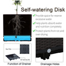 Set 4 Fioriere da Giardino Rialzate in Polipropilene Effetto Rattan Marrone