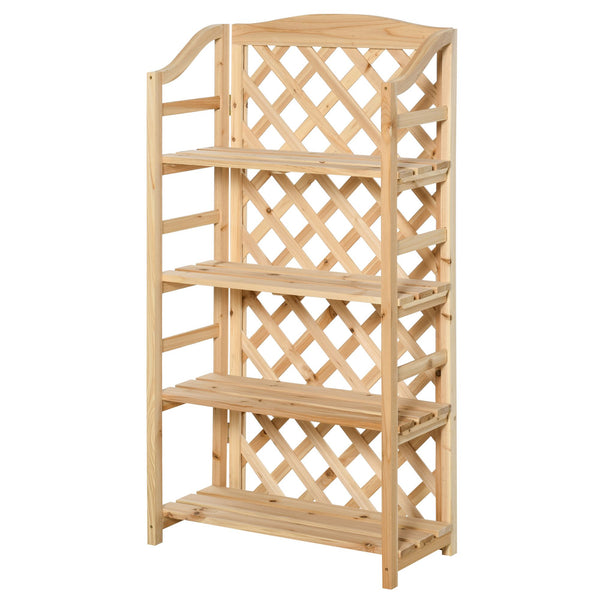 Porte Plantes Jardinière 4 Etagères 67x33x123 cm en Bois Naturel prezzo