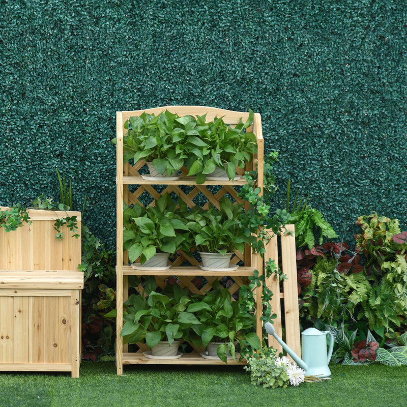 Portapiante Fioriera da Giardino 4 Ripiani 67x33x123 cm in Legno Naturale