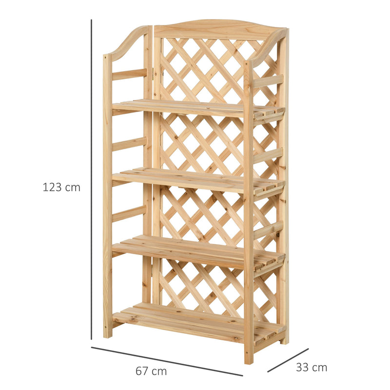 Portapiante Fioriera da Giardino 4 Ripiani 67x33x123 cm in Legno Naturale