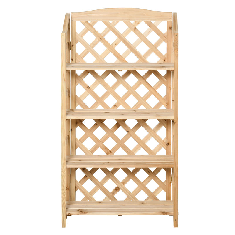 Portapiante Fioriera da Giardino 4 Ripiani 67x33x123 cm in Legno Naturale