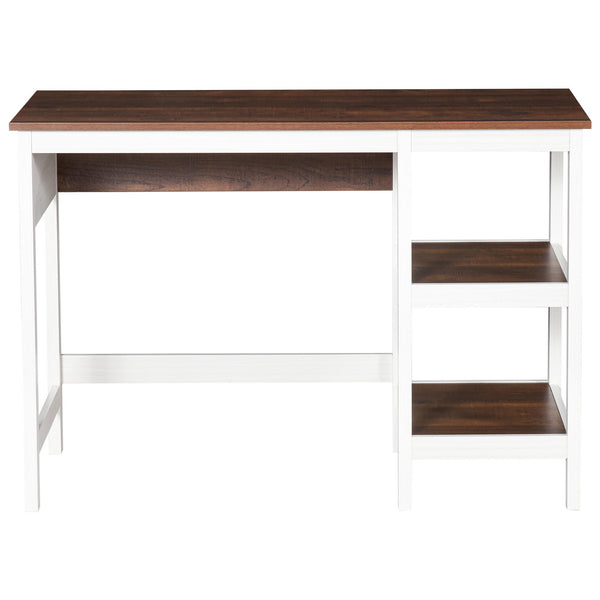 Support pour ordinateur de bureau 110x48x76,2 cm en noyer foncé et MDF blanc prezzo