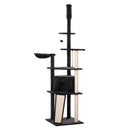 Albero Tiragraffi per Gatti 56x56x240 cm in Peluche e Corda di Juta Grigio Scuro e Beige