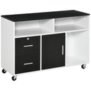 Mobile Porta Stampante con Cassetti 100x35x65 cm in Legno Truciolare Nero e Bianco