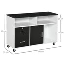 Mobile Porta Stampante con Cassetti 100x35x65 cm in Legno Truciolare Nero e Bianco