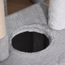 Albero Tiragraffi per Gatti 60x50x165 cm in Peluche e Corda Sisal Grigio e Beige