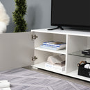 Mobile TV 100x40x45 cm in Legno Truciolare e Vetro Bianco e Grigio