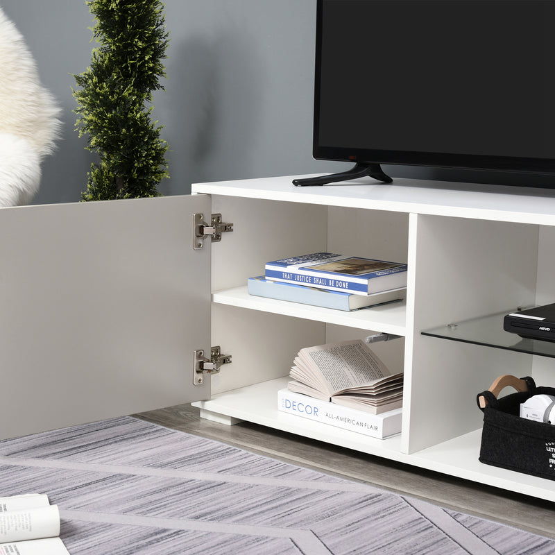 Mobile TV 100x40x45 cm in Legno Truciolare e Vetro Bianco e Grigio