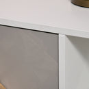 Mobile TV 100x40x45 cm in Legno Truciolare e Vetro Bianco e Grigio