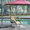 Sedia Sdraio a Dondolo Reclinabile Pieghevole in Acciaio e Tessuto Beige