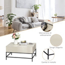 Tavolino Basso con Piano Sollevabile 90x60,5x45,5 in Metallo e MDF Legno Chiaro