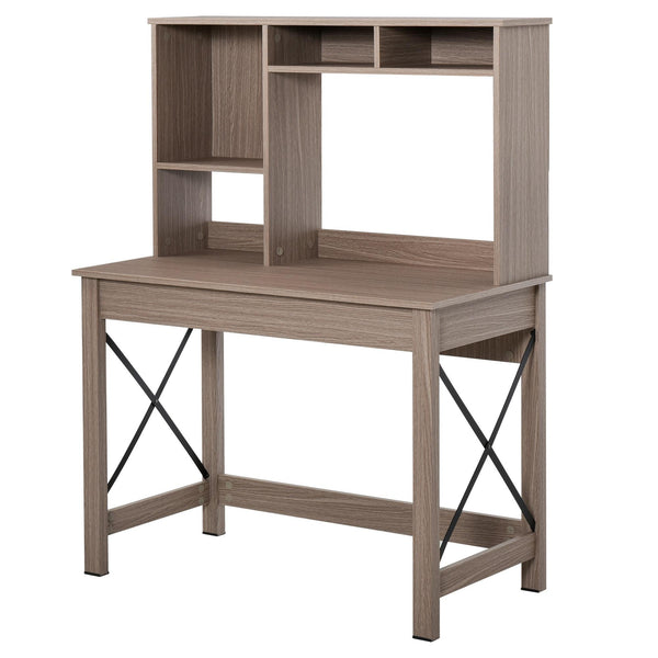 prezzo Support PC de bureau 105x50x137,5 cm avec bibliothèque en aggloméré marron