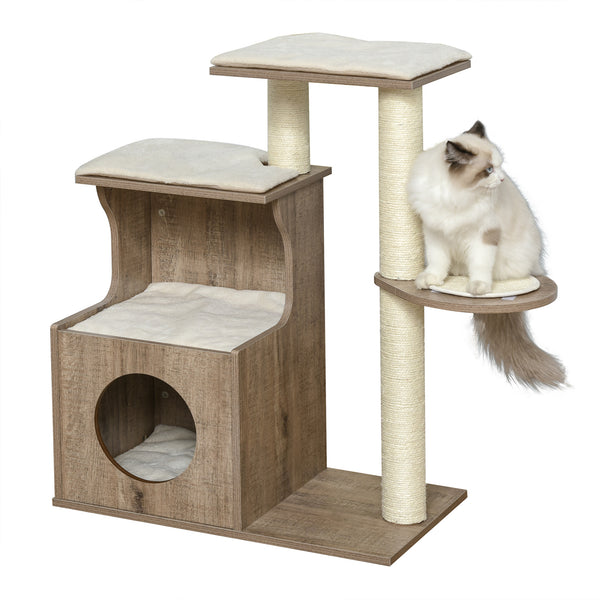Arbre à Griffer pour Chats 66x38x88 cm en Bois et Corde Sisal Marron Clair online