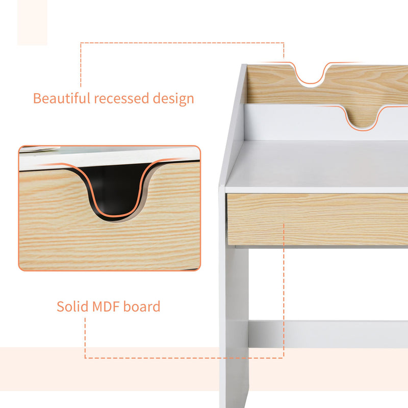 Scrivania con Libreria per Bambini 70x50x75 cm in Legno Bianca